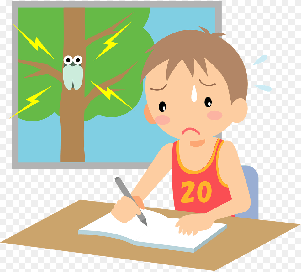 Boy Is Doing Homework In Summer Clipart, Person, Reading, Baby, Face Free Transparent Png