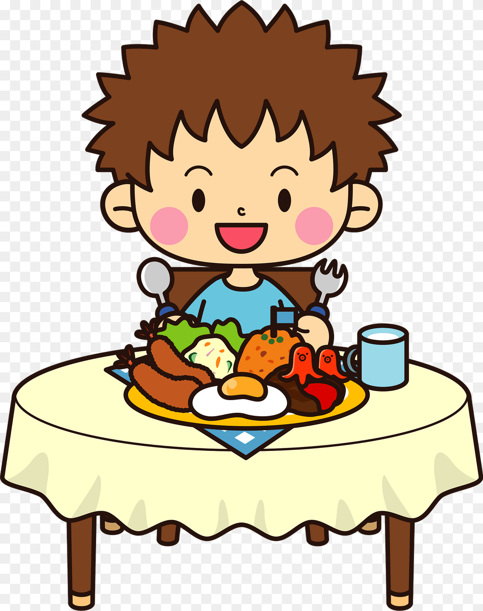 Boy Is Eating Lunch Clipart, Food, Meal, Furniture, Table Png