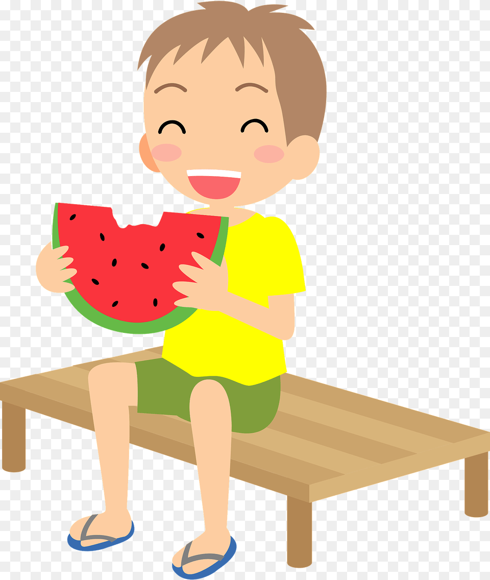 Boy Is Eating Watermelon Clipart, Food, Fruit, Plant, Produce Png Image