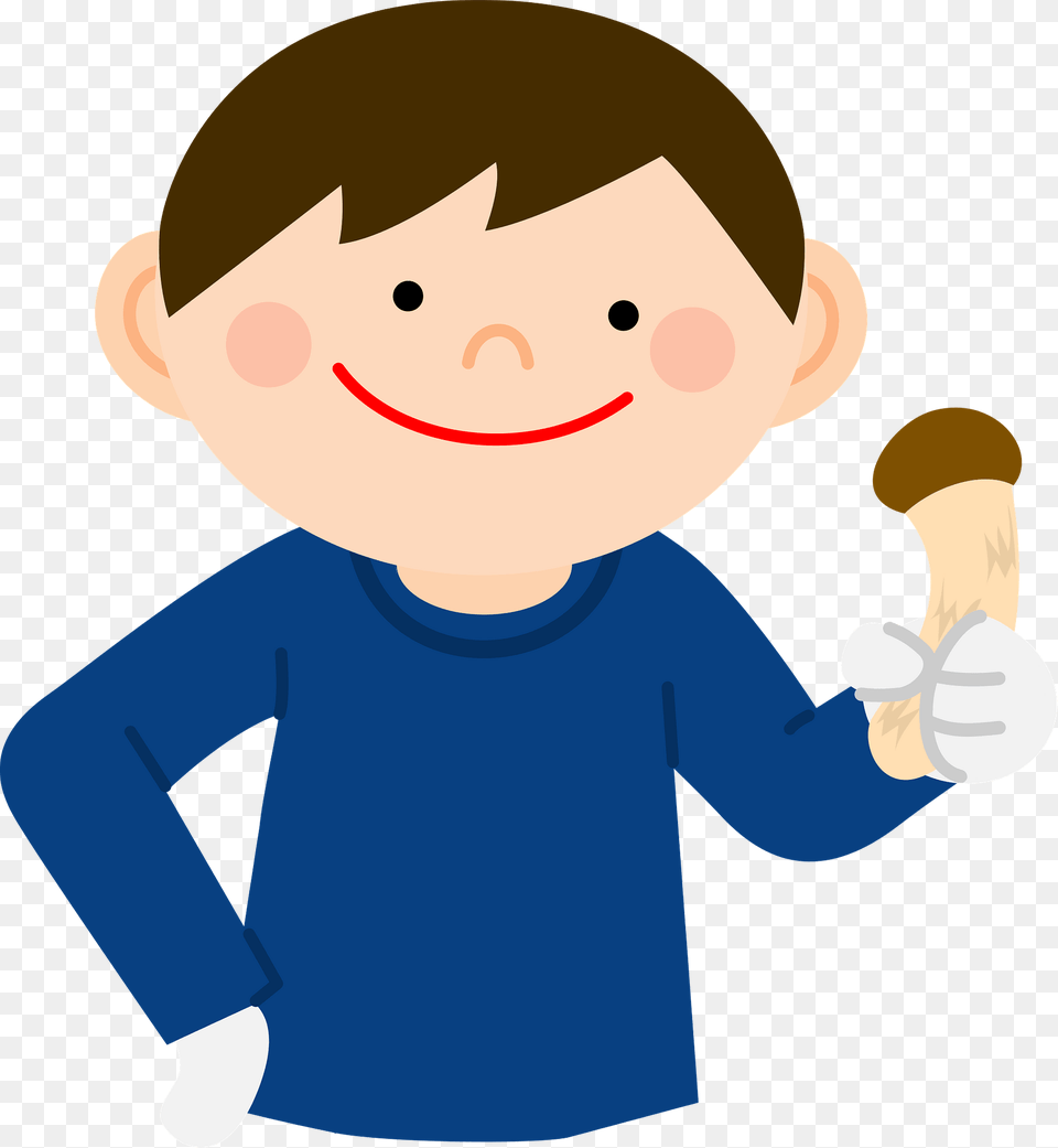 Boy Is Holding A Mushroom Clipart, Clothing, Long Sleeve, Sleeve, Baby Free Transparent Png