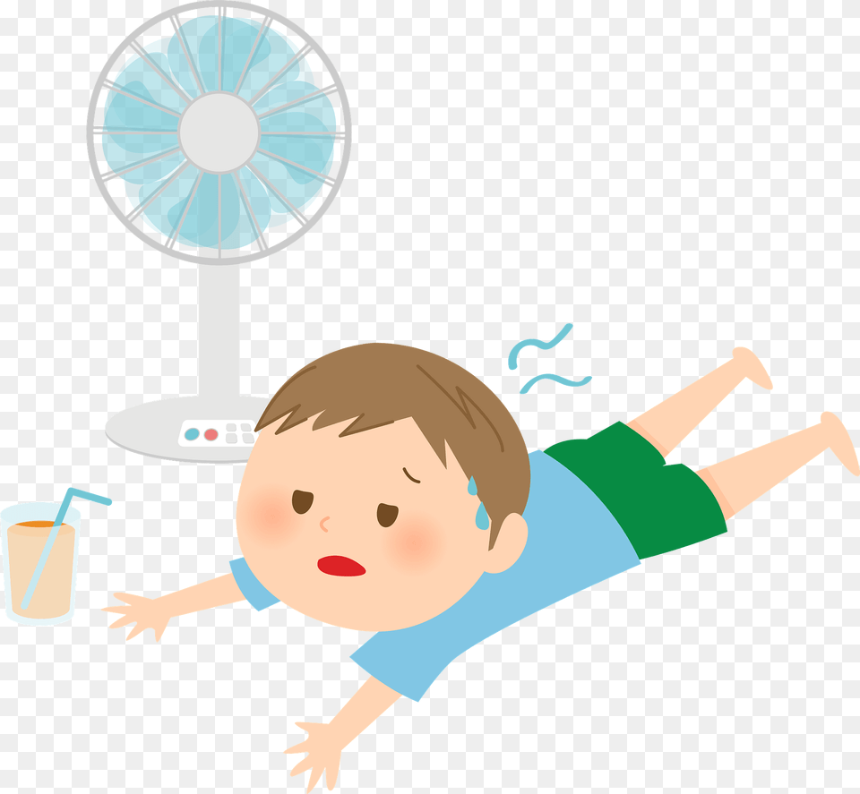 Boy Is Overheated And Resting In Front Of The Fan Clipart, Baby, Person, Face, Head Png Image
