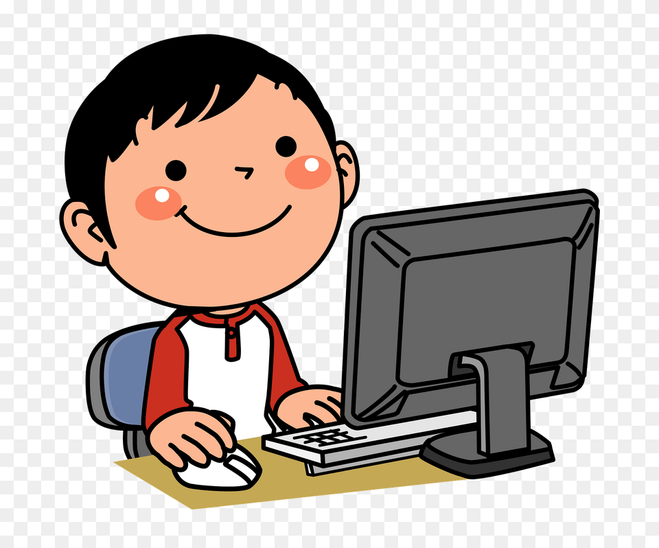 Boy Is Playing On The Computer Clipart, Electronics, Computer Hardware, Computer Keyboard, Hardware Free Png Download