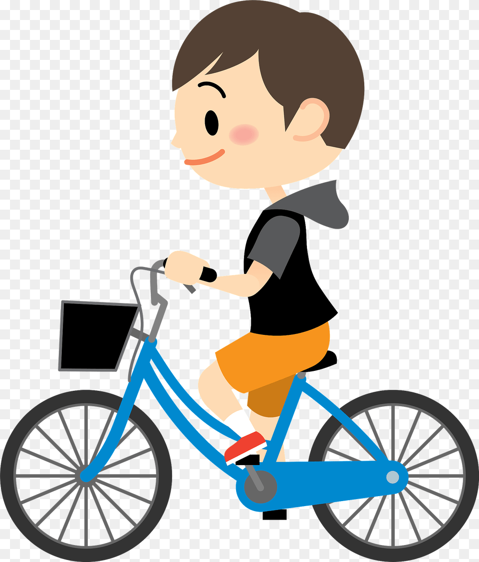Boy Is Riding His Bicycle Clipart, Wheel, Machine, Person, Transportation Png