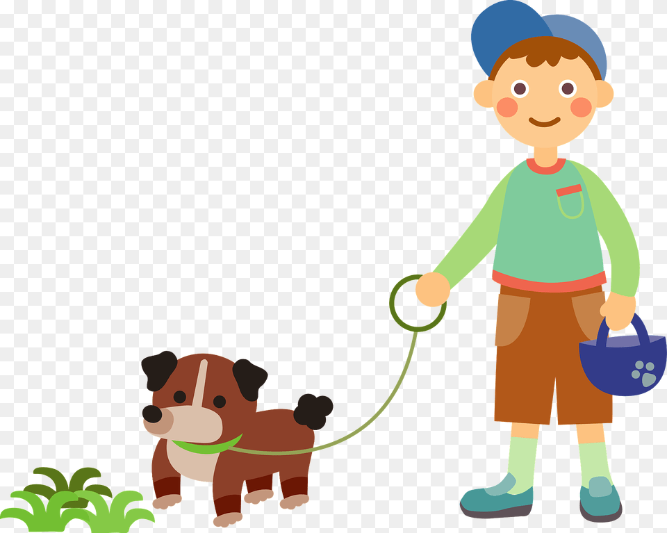 Boy Is Walking His Dog Clipart, Animal, Bear, Mammal, Wildlife Png