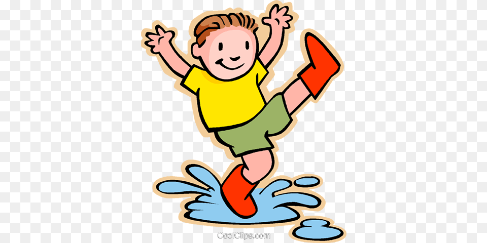 Boy Jumping In Rain Puddle Royalty Vector Clip Art, Baby, Person, Face, Head Free Png