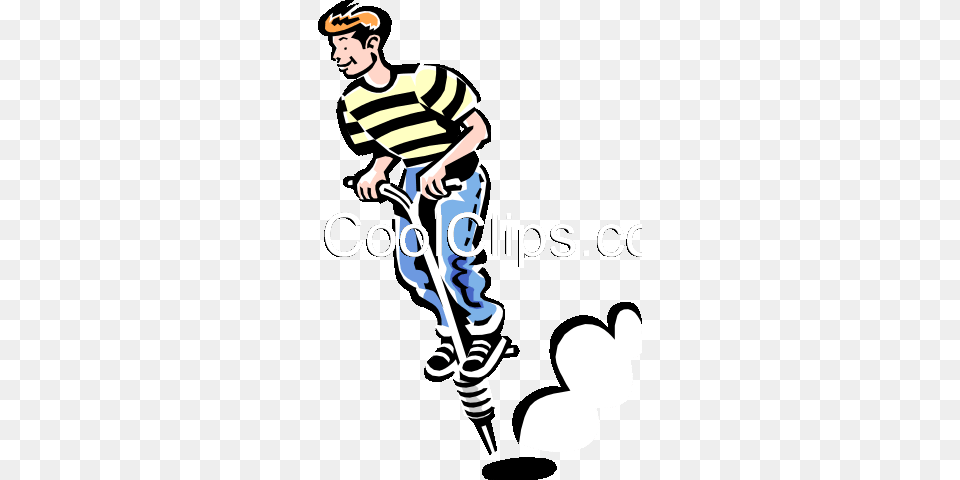 Boy Jumping On Pogo Stick Royalty Vector Clip Art, Person, People, Stilts, Face Png