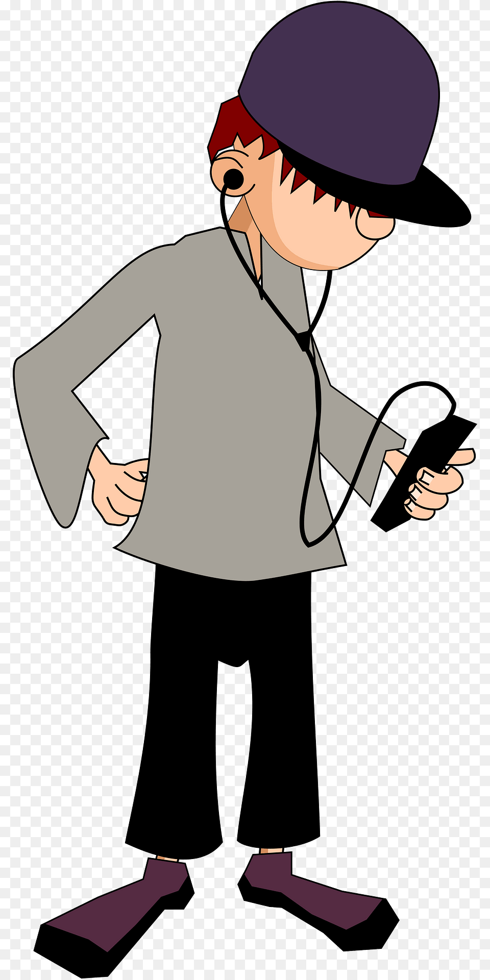 Boy Listening To Music On A Device Clipart, Person, Face, Head, Cartoon Png Image