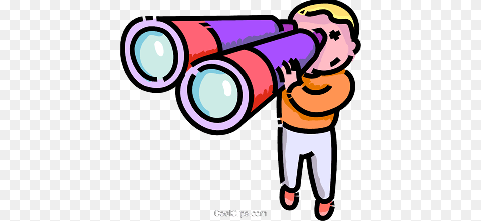 Boy Looking Through Binoculars Royalty Vector Clip Art, Photography, Lighting, Person, Appliance Png