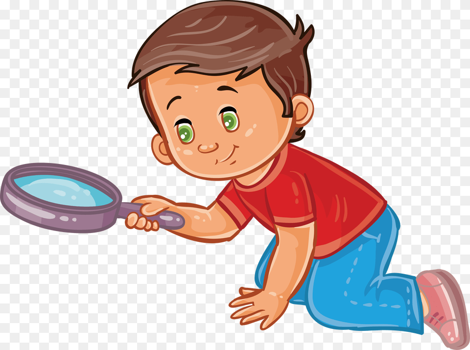 Boy Magnifying Glass Clip Boy With Magnifying Glass Clipart, Baby, Person, Face, Head Png Image