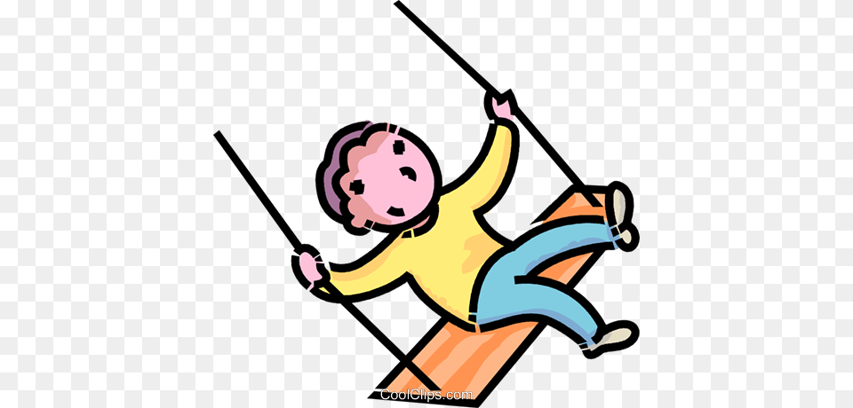 Boy On A Swing Royalty Vector Clip Art Illustration, Outdoors, Device, Grass, Lawn Png Image