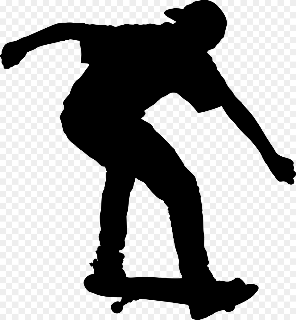 Boy On Skateboard Silhouette Icons, Gray Free Png Download