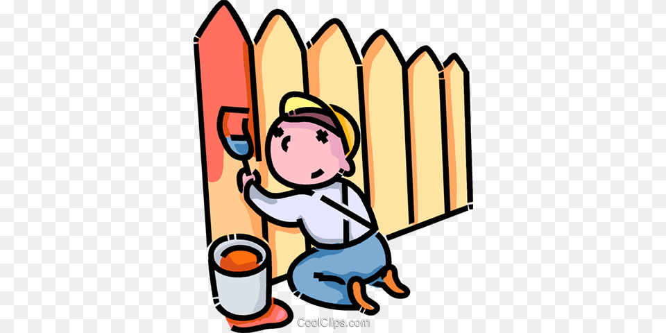 Boy Painting A Fence Royalty Vector Clip Art Illustration, Picket, Baby, Brush, Device Free Png