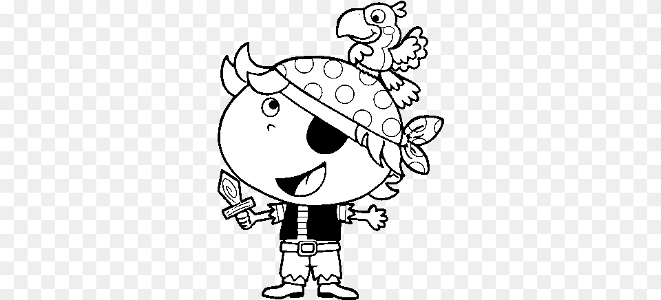 Boy Pirate With Parrot Coloring, Stencil, Baby, Person, Face Free Png Download