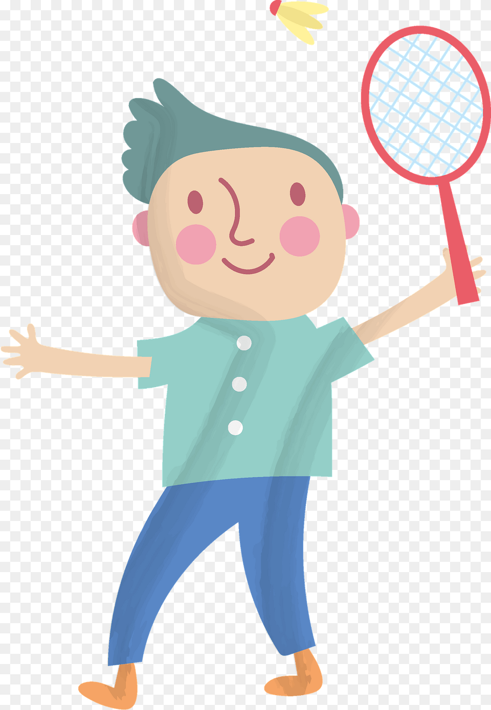 Boy Playing Badminton Clipart, Person, Sport, Face, Head Png Image
