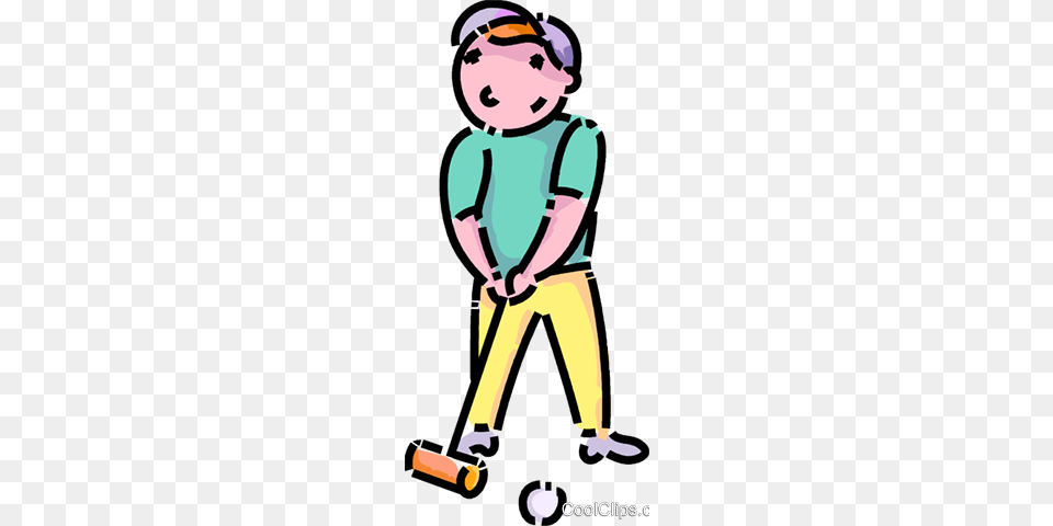 Boy Playing Croquet Royalty Vector Clip Art Illustration, Child, Male, Person, Sport Free Png