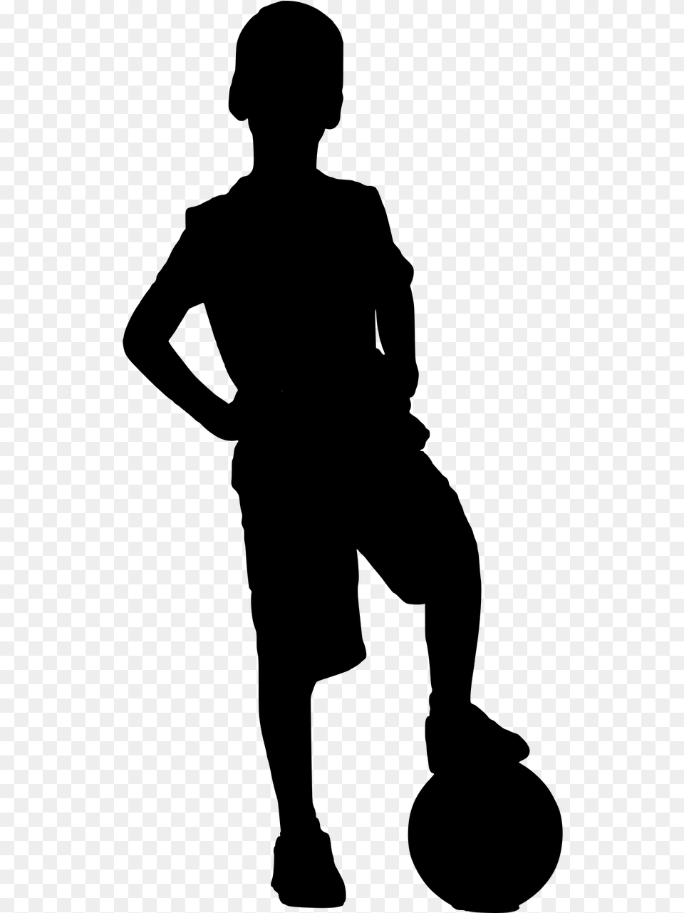 Boy Playing Football Picture Transparent Child Silhouette, Gray Free Png Download