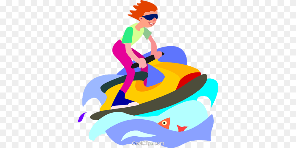 Boy Playing On A Jet Ski Royalty Vector Clip Art Illustration, Water, Leisure Activities, Sport, Water Sports Free Png