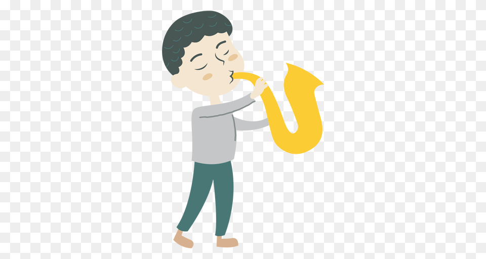 Boy Playing Saxophone Cartoon, Person, Face, Head Png Image