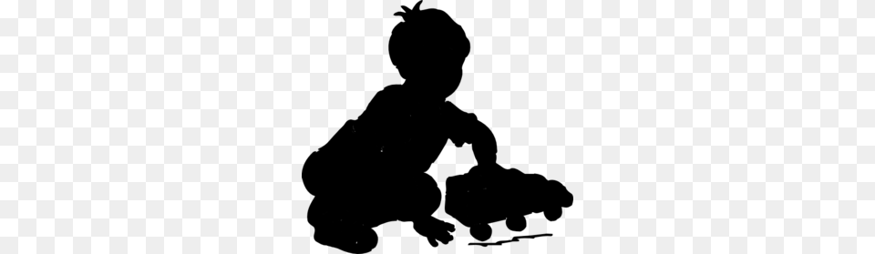 Boy Playing Silhouette Clip Art, Gray Free Png Download