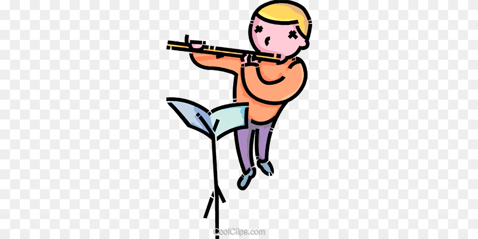 Boy Playing The Flute Royalty Free Vector Clip Art Illustration, Musical Instrument, Firearm, Gun, Rifle Png