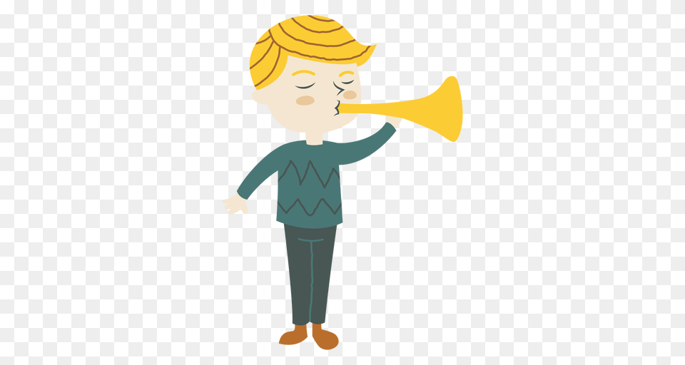 Boy Playing Trumpet Horn Cartoon, Baby, Person, Brass Section, Musical Instrument Png