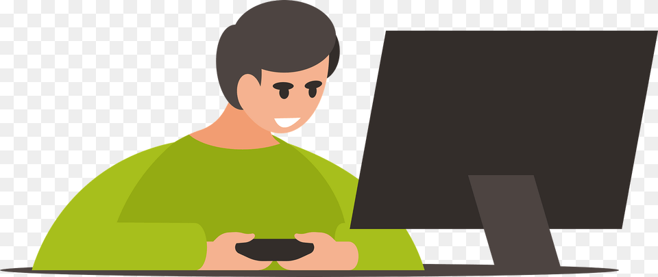 Boy Playing Video Game Clipart, Computer, Electronics, Laptop, Pc Png Image