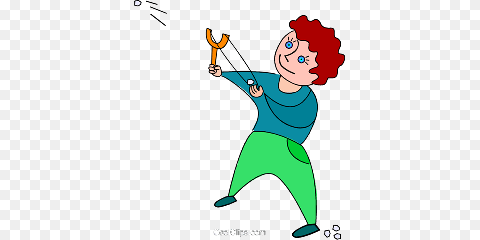 Boy Playing With A Slingshot Royalty Vector Clip Art, Cutlery, Baby, Person, Face Free Png Download