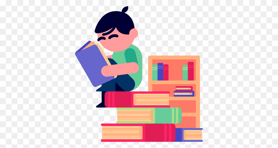 Boy Reading Books Illustration, Person, Baby, Face, Head Free Png Download
