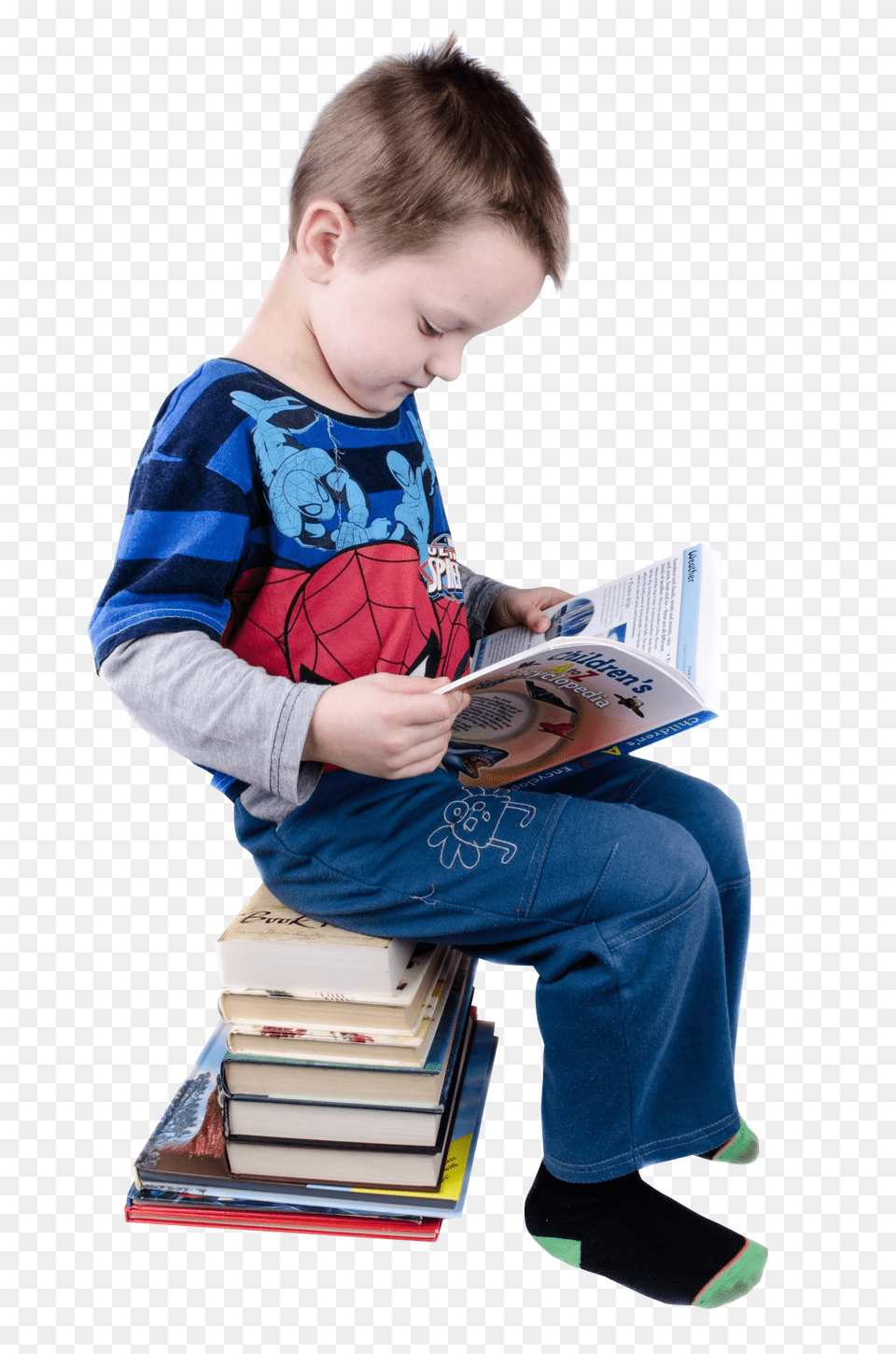 Boy Reading Books Image, Sitting, Person, Pants, Male Free Transparent Png