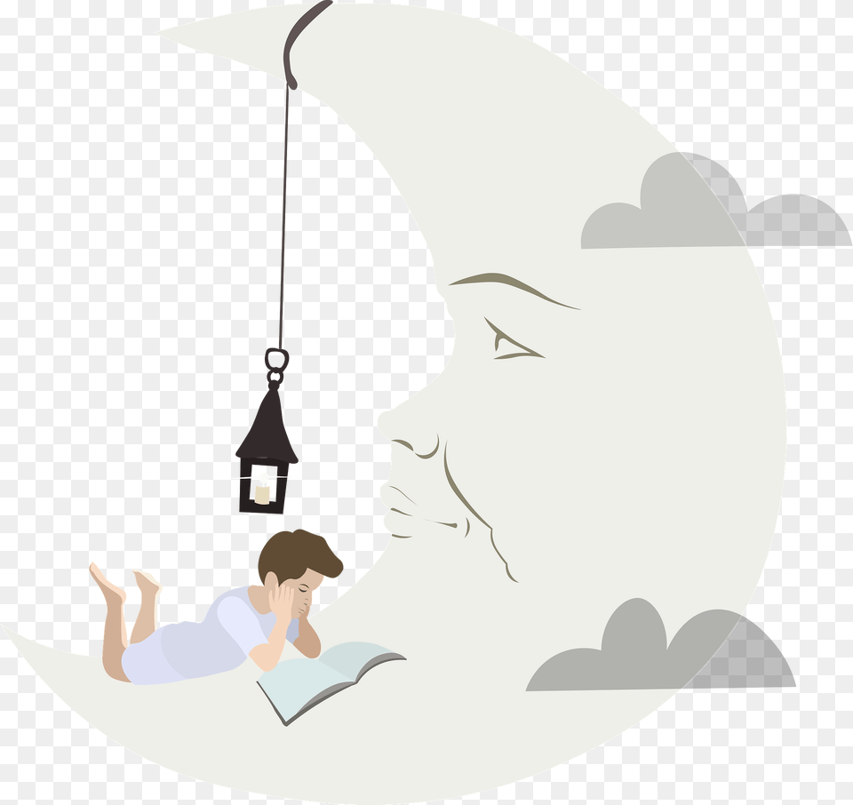 Boy Reading On The Moon Clipart, Person, Astronomy, Outdoors, Night Free Transparent Png