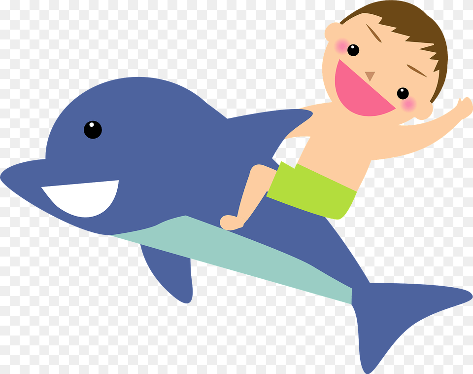 Boy Riding A Dolphin Clipart, Animal, Sea Life, Fish, Shark Png Image