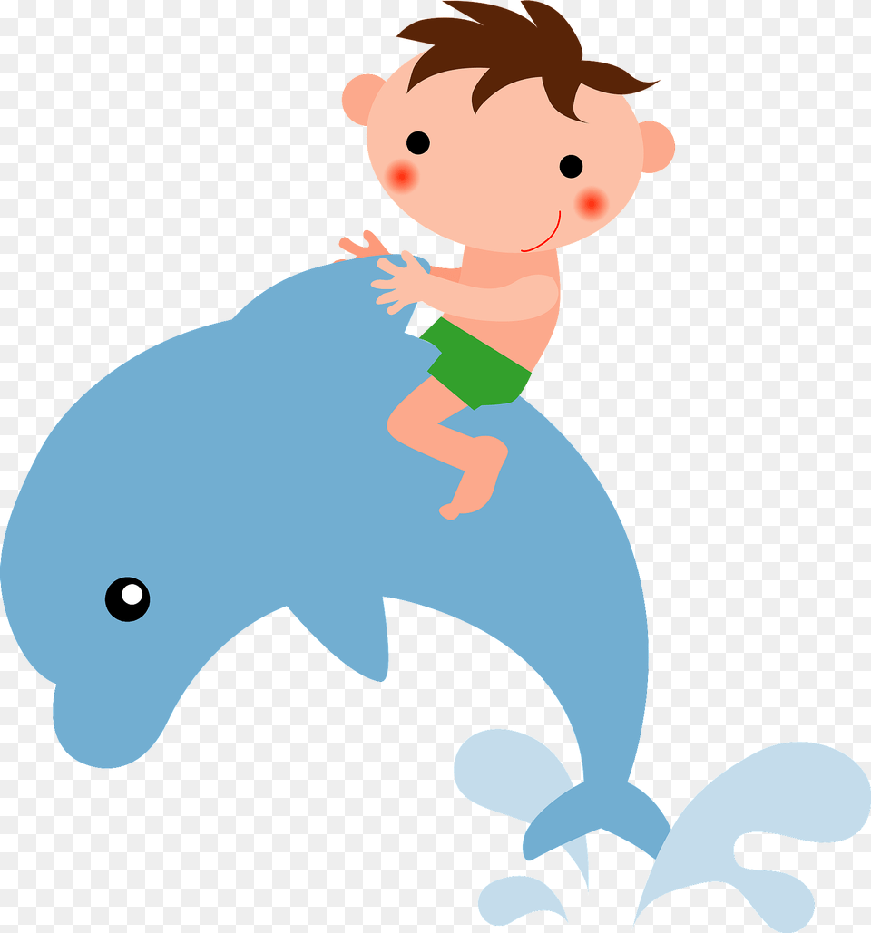 Boy Riding On A Dolphin Clipart, Animal, Mammal, Sea Life, Fish Png Image