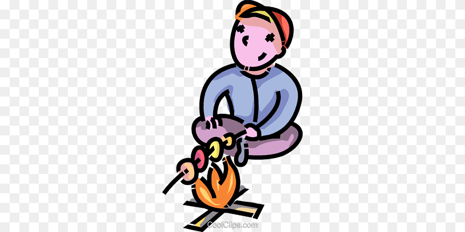 Boy Roasting Marshmallows Royalty Vector Clip Art, Tool, Plant, Device, Grass Free Png
