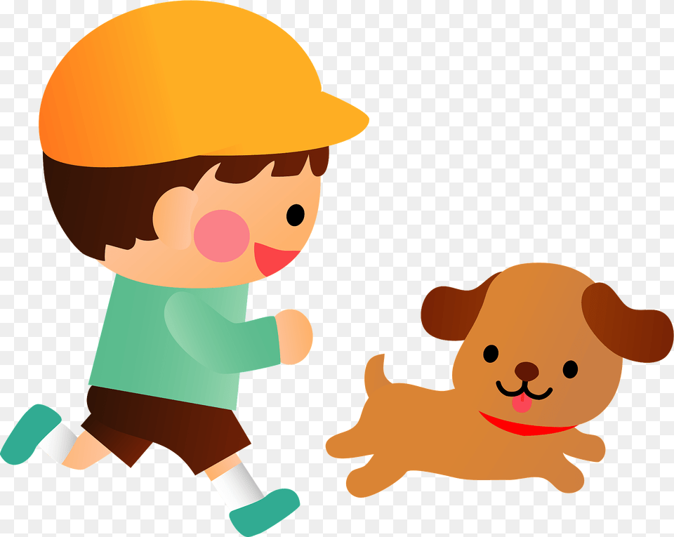Boy Running With His Dog Clipart, Animal, Mammal, Pig, Baby Free Transparent Png