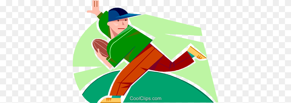 Boy Running With The Football Royalty Vector Clip Art, Person, People, Graphics, Hat Free Png