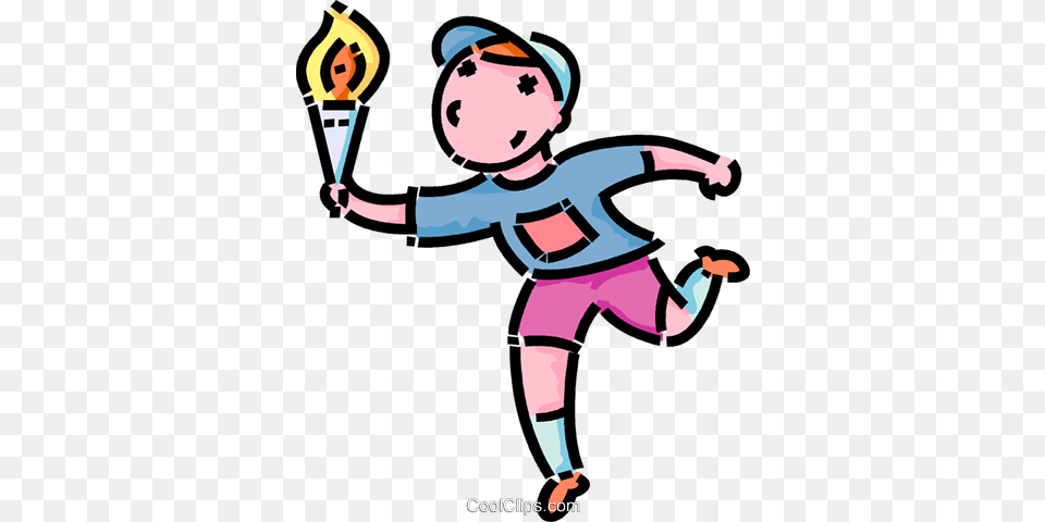 Boy Running With The Olympic Torch Royalty Vector Clip Art, Light, Baby, Person, Face Free Png