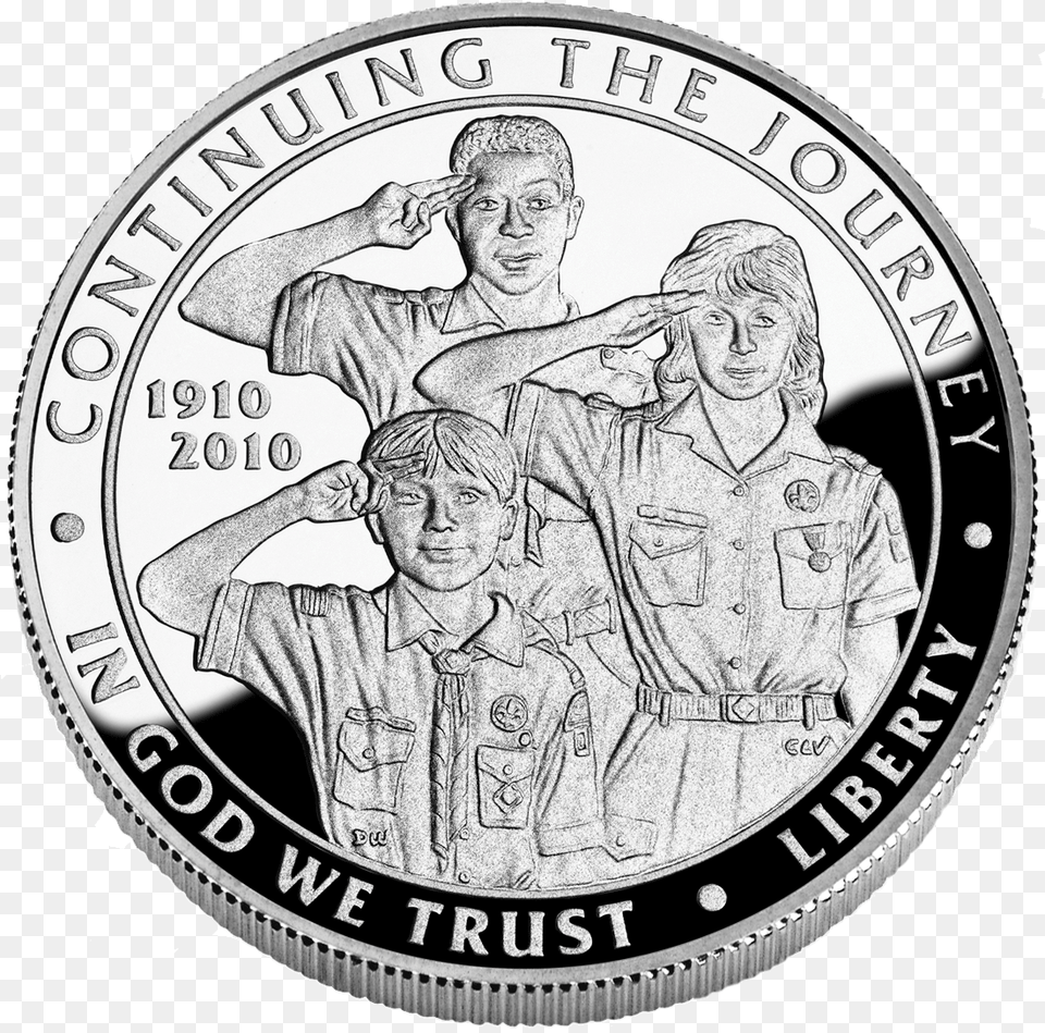 Boy Scouts Of America Silver Dollar Centennial Commemorative Boy Scouts Of America, Adult, Male, Man, Person Png