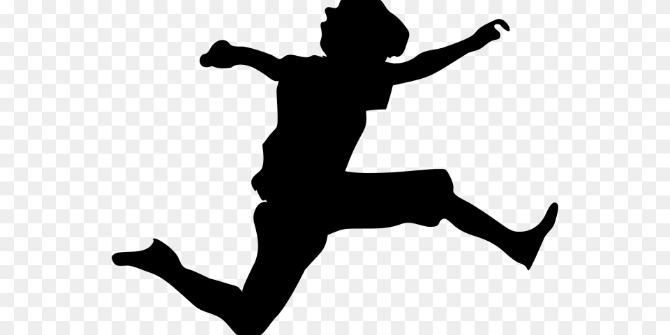 Boy Silhouette Child Jumping Silhouette, Gray Png