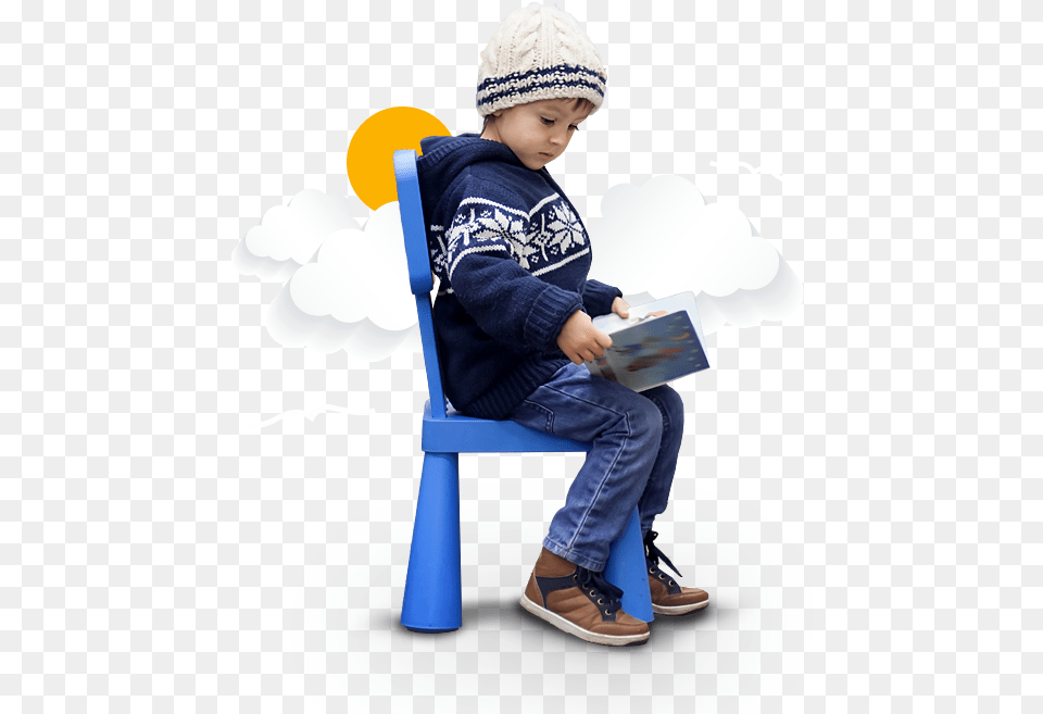 Boy Sitting, Person, Cap, Pants, Clothing Png Image