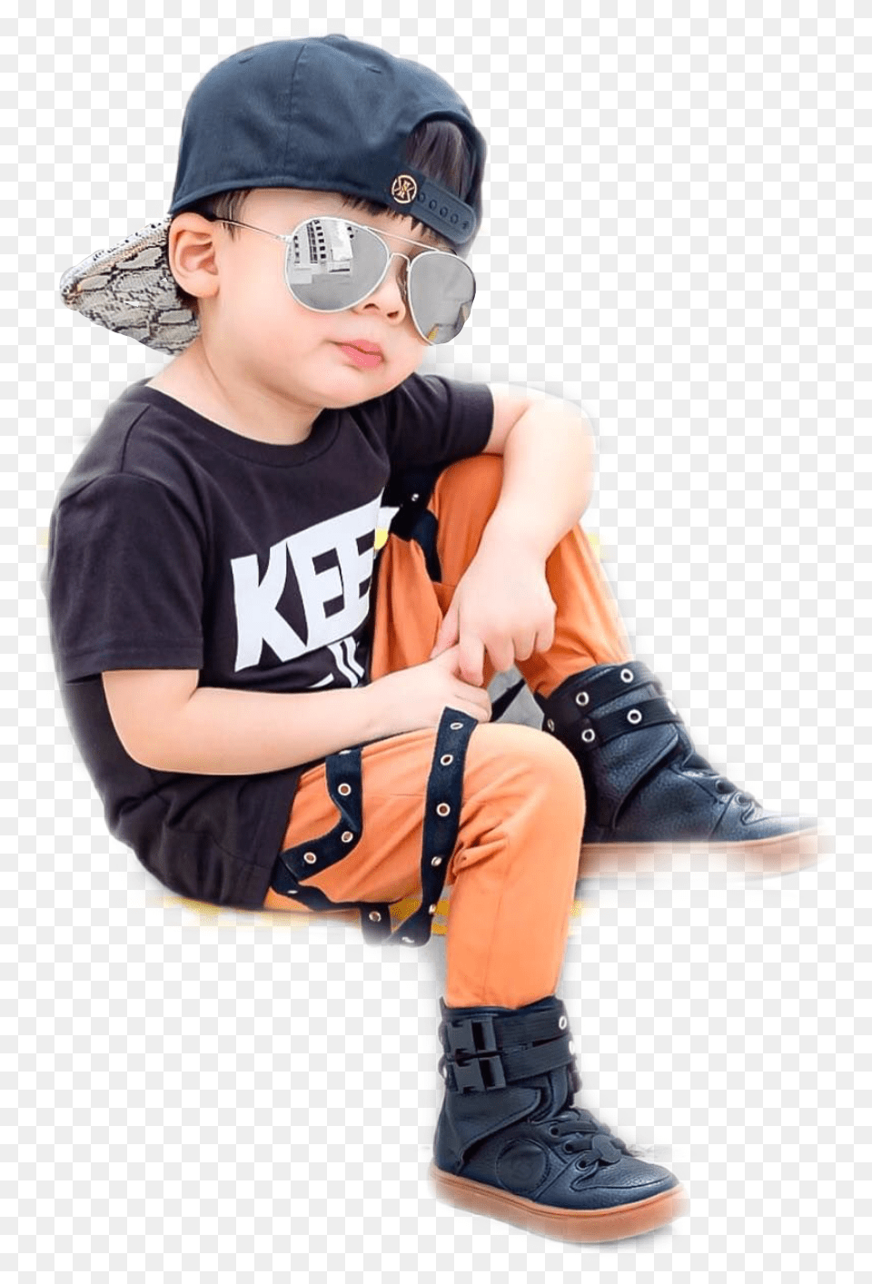 Boy Sitting Cool Guy Freetoedit Boy, Baseball Cap, Shoe, Person, Sneaker Free Png Download