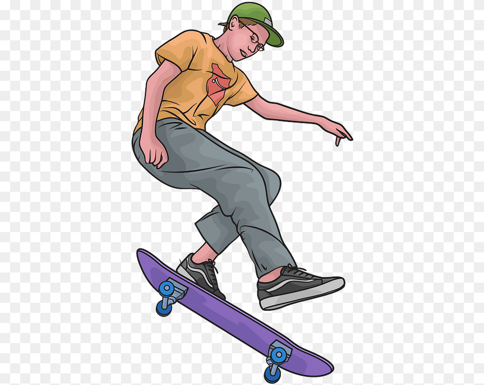 Boy Skateboarding Clipart, Person, Skateboard, Face, Head Png Image