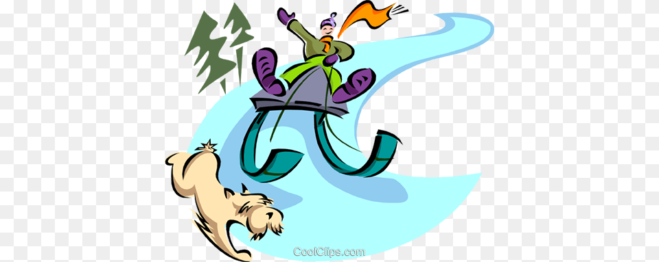 Boy Sliding With Toboggan And Dog Royalty Vector Clip Art, Hardware, Electronics, Graphics, Cartoon Free Png Download