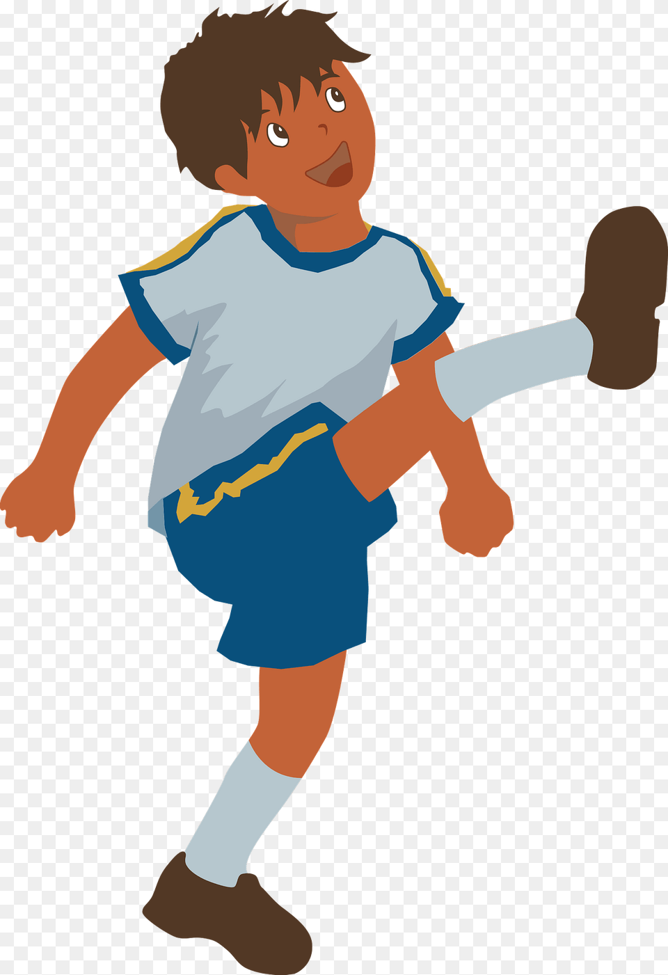 Boy Soccer Player Kicking Clipart, Clothing, Shorts, Child, Male Free Png Download