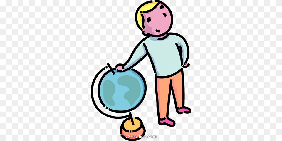 Boy Standing Beside A Globe Royalty Free Vector Clip Art, Baby, Person, Machine, Wheel Png Image