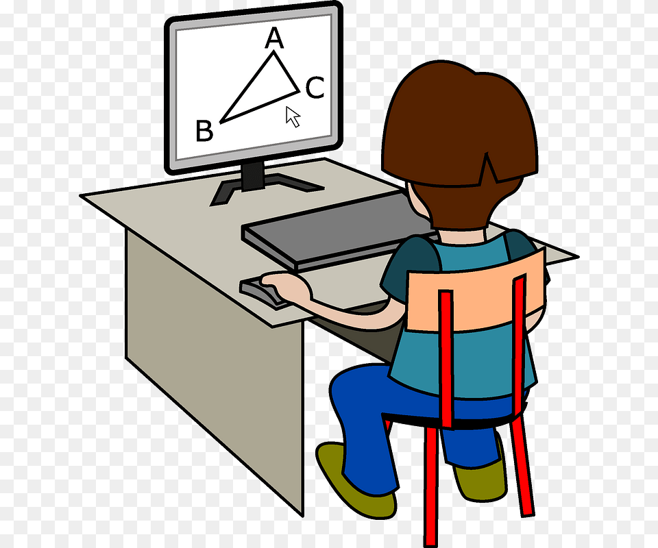 Boy Studying Geometry Clipart Computer Design Clipart, Desk, Furniture, Table, Baby Free Png