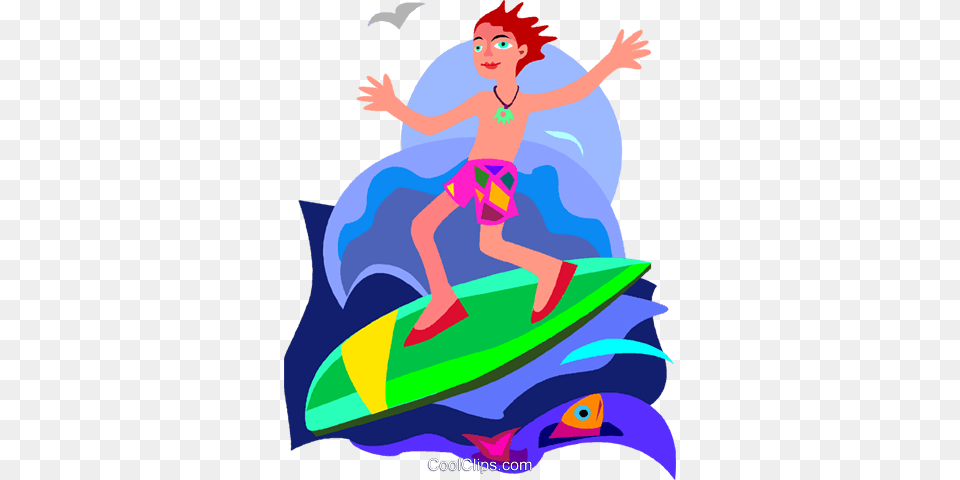 Boy Surfing Royalty Free Vector Clip Art Illustration, Water, Sea Waves, Sea, Nature Png