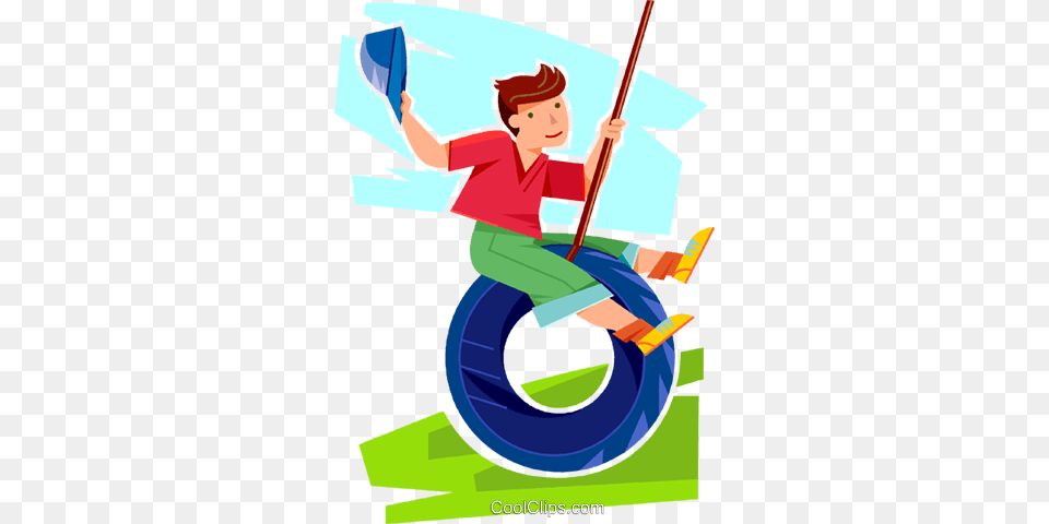 Boy Swinging On A Tire Swing Royalty Vector Clip Art, Cleaning, Person, Face, Head Png Image