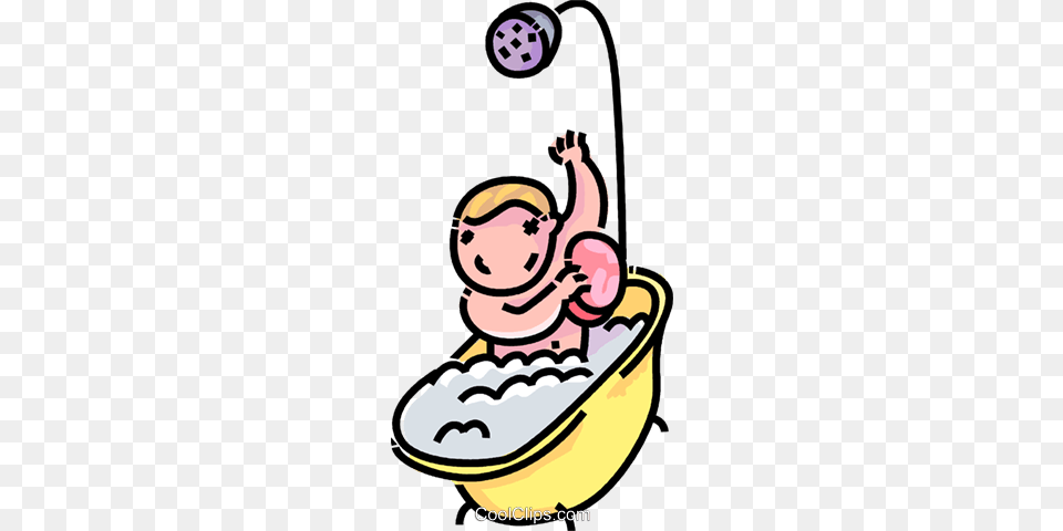Boy Taking A Bath Royalty Vector Clip Art Illustration, Bathing, Bathtub, Person, Tub Free Png