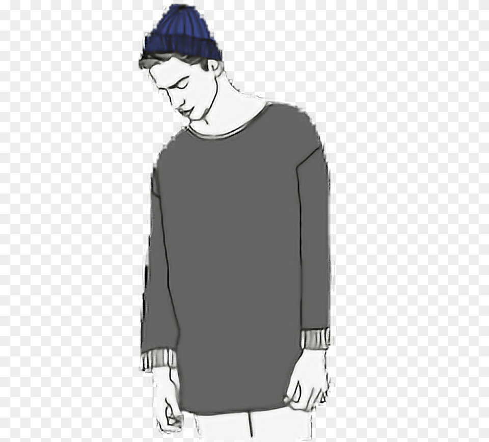 Boy Tumblrboy Drawing Coolboy Prim Breakup Sad Illustration, Sleeve, Cap, Clothing, Hat Free Png Download