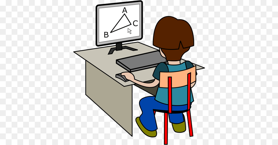 Boy Using Computer Clipart, Desk, Furniture, Table, Electronics Png